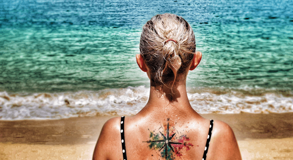 Girl with the wind rose tattoo